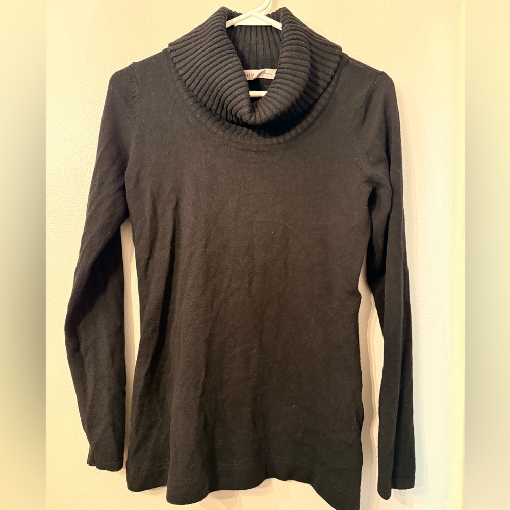 Athleta Black Cowl Neck Wool Sweater S